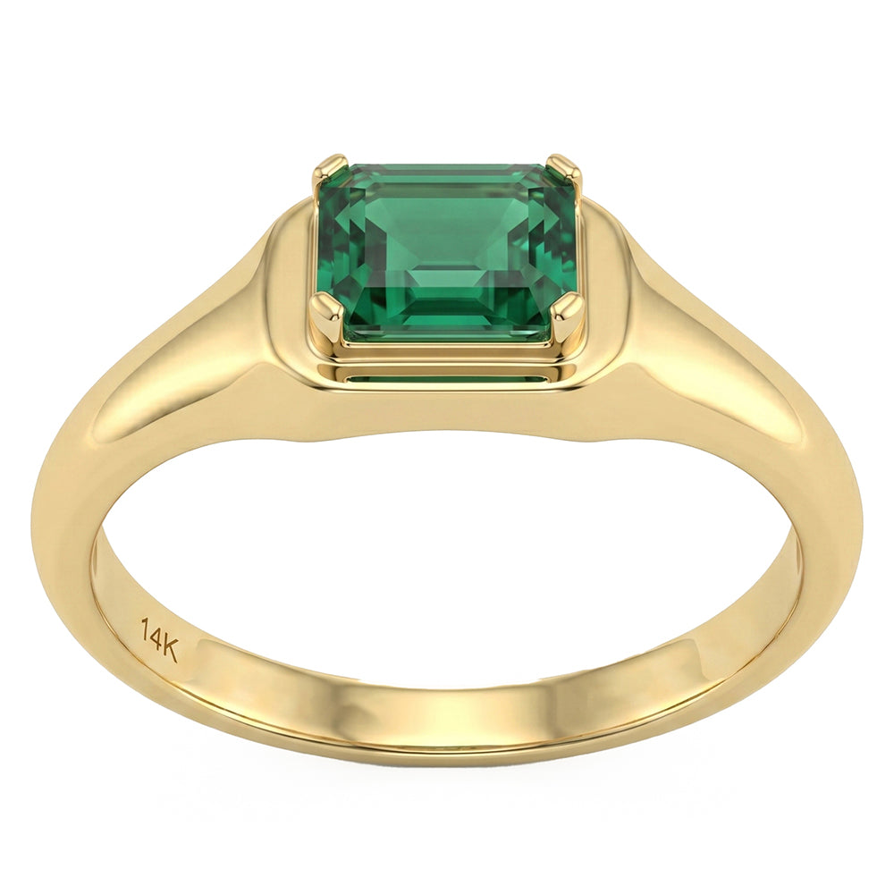 .62ct G SI 14kt Yellow Gold Modern Bezel Emerald Gemstone Ring Size 6.5