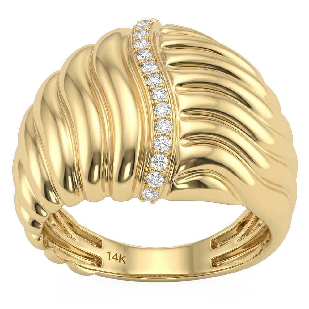.13ct G SI 14kt Yellow Gold Diamond Modern Band Ring Size 6.5