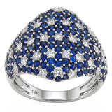 2.87ct G SI 14kt White Gold Diamond & Blue Sapphire Gemstone Pave Band Ring Size 6.5