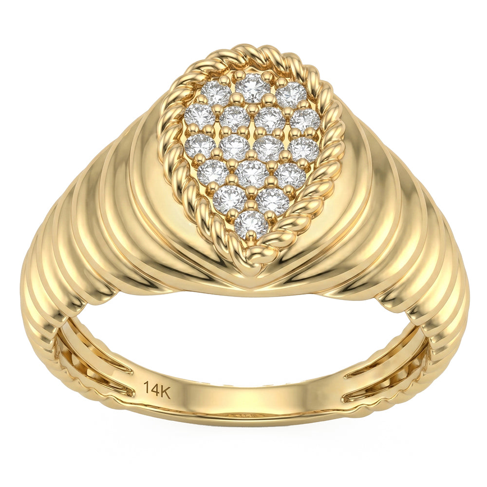 .22ct G SI 14kt Yellow Gold Diamond Pear Shape Modern Band Ring Size 6.5