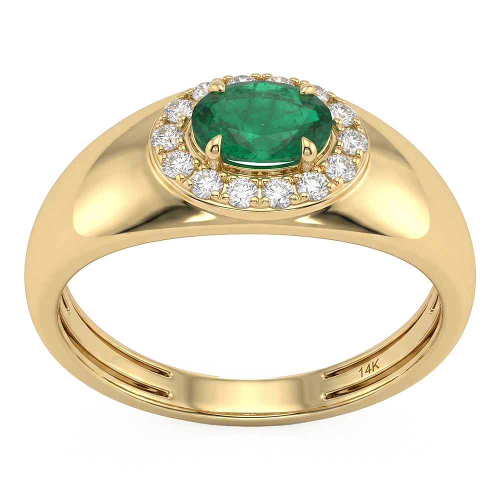 <span style="color:purple">SPECIAL!</span> .60ct G SI 14kt Yellow Gold Diamond & Emerald Gemstone Ring Size 6.5