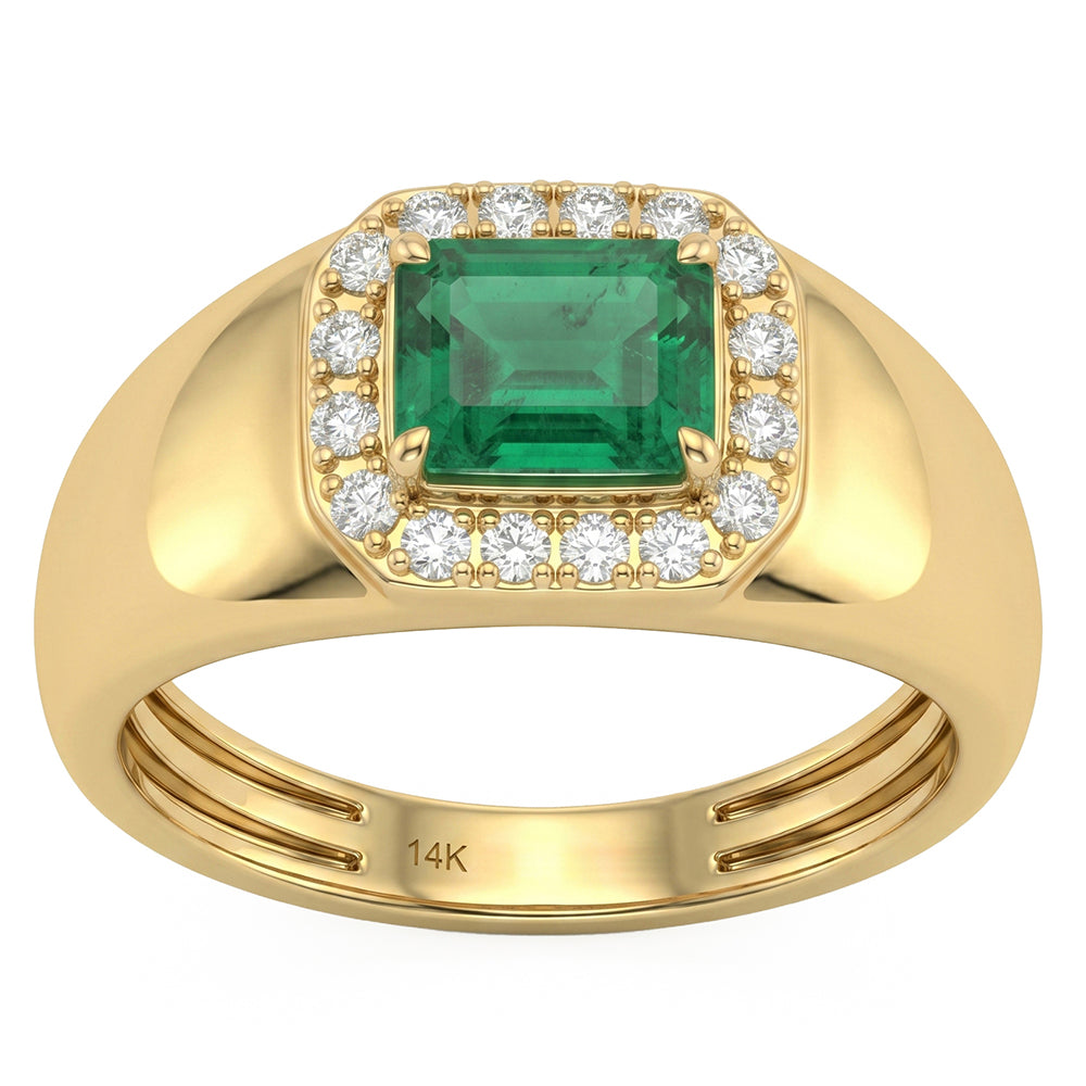<span style="color:purple">SPECIAL!</span> .67ct G SI 14kt Yellow Gold Diamond & Emerald Gemstone Ring Size 6.5