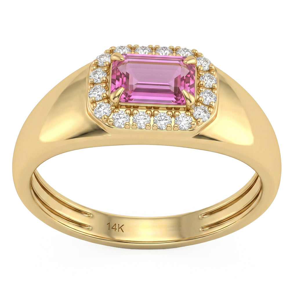 .67ct G SI 14kt Yellow Gold Diamond & Pink Sapphire Gemstone Ring Size 6.5