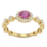 .71ct G SI 14kt Yellow Gold Diamond & Pink Sapphire Gemstone Ring Size 6.5