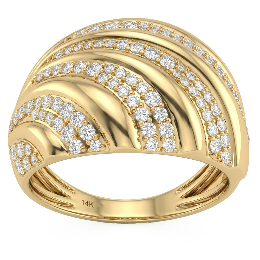 <span style="color:purple">SPECIAL!</span> .74ct G SI 14kt Yellow Gold Diamond Modern Band Ring Size 6.5