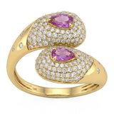 <span style="color:purple">SPECIAL!</span> 1.23ct G SI 14kt Yellow Gold Diamond & Pink Sapphire Gemstone Wrap Ring Size 6.5