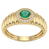 .39ct G SI 14kt Yellow Gold Diamond & Emerald Gemstone Ring Size 6.5