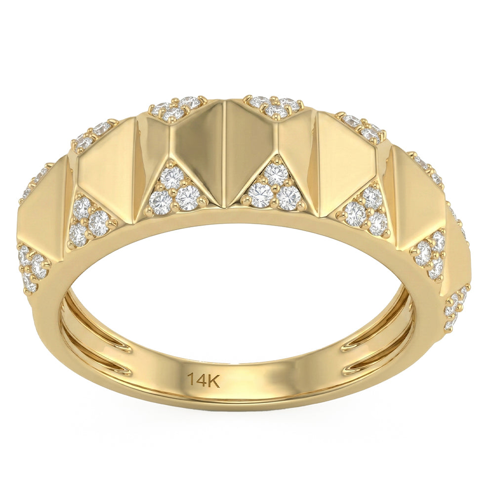 <span style="color:purple">SPECIAL!</span> .26ct G SI 14kt Yellow Gold Diamond Modern Band Ring Size 6.5