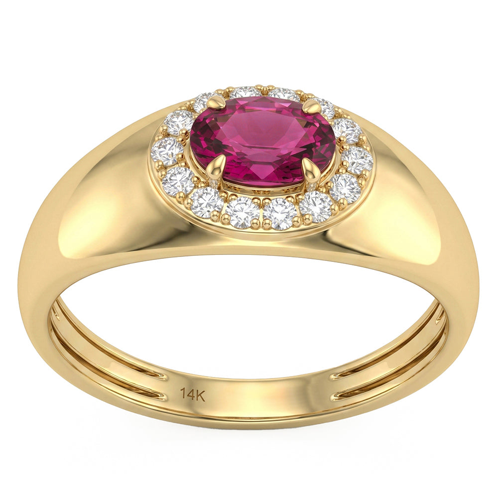 <span style="color:purple">SPECIAL!</span> .78ct G SI 14kt Yellow Gold Diamond & Pink Sapphire Gemstone Ring Size 6.5