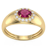 <span style="color:purple">SPECIAL!</span> .78ct G SI 14kt Yellow Gold Diamond & Pink Sapphire Gemstone Ring Size 6.5