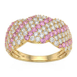 <span style="color:purple">SPECIAL!</span> 1.96ct G SI 14kt Yellow Gold Diamond & Pink Sapphire Gemstone Pave Ring Size 6.5