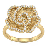 <span style="color:purple">SPECIAL!</span> .29ct G SI 14kt Yellow Gold Diamond Modern Flower Ring Size 6.5