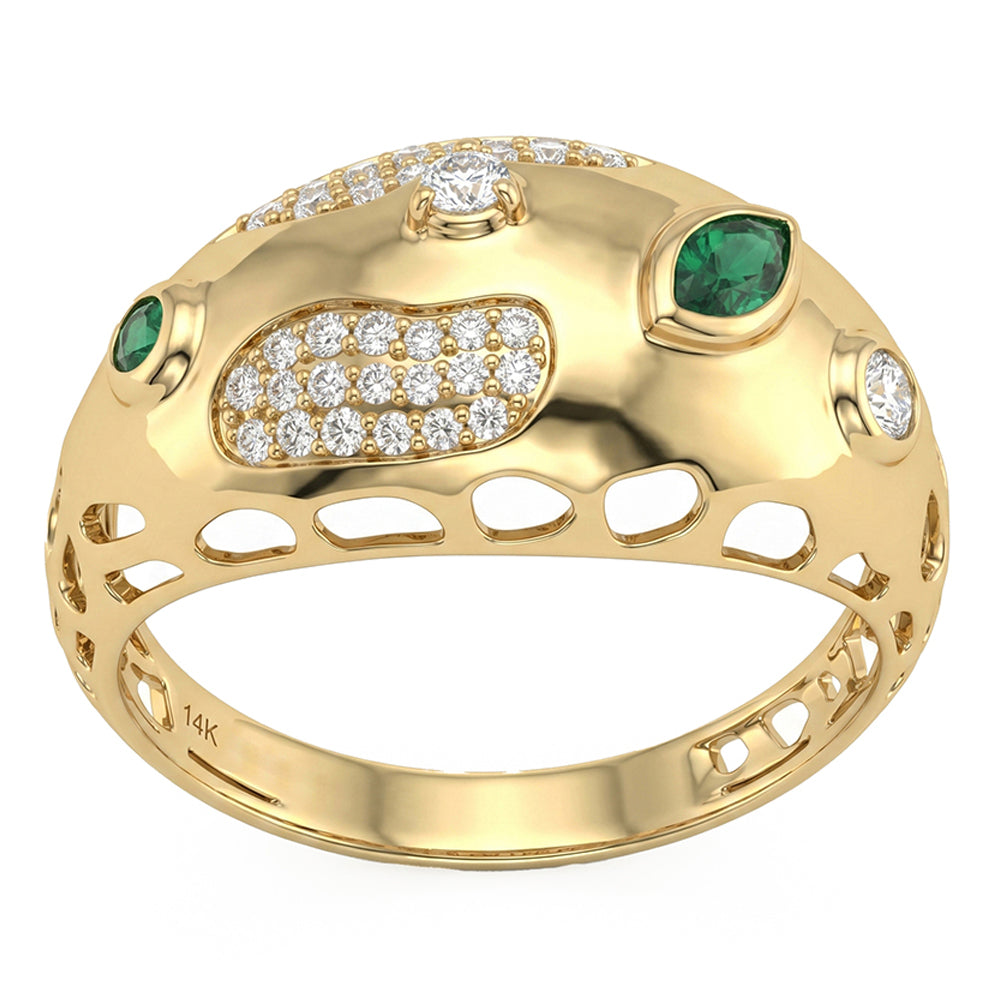 .34ct G SI 14kt Yellow Gold Diamond & Emerald Gemstone Ring Size 6.5