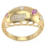 <span style="color:purple">SPECIAL!</span> .39ct G SI 14kt Yellow Gold Diamond & Pink Sapphire Gemstone Ring Size 6.5
