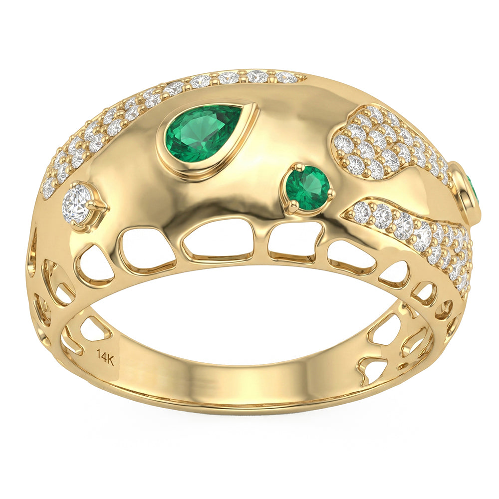 <span style="color:purple">SPECIAL!</span> .51ct G SI 14kt Yellow Gold Diamond & Emerald Gemstone Ring Size 6.5