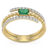 <span style="color:purple">SPECIAL!</span> .55ct G SI 14kt Yellow Gold Diamond & Emerald  Gemstone Ring Size 6.5