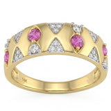 <span style="color:purple">SPECIAL!</span> .30ct G SI 14kt Yellow Gold Diamond & Pink Sapphire Gemstone Band Ring Size 6.5