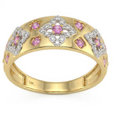 <span style="color:purple">SPECIAL!</span> .41ct G SI 14kt Yellow Gold Diamond & Pink Sapphire Gemstone Band Ring Size 6.5