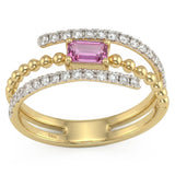 <span style="color:purple">SPECIAL!</span> .61ct G SI 14kt Yellow Gold Diamond & Pink Sapphire Gemstone Ring Size 6.5