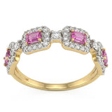 .97ct G SI 14kt Yellow Gold Diamond & Pink Sapphire Gemstone Band Ring Size 6.5