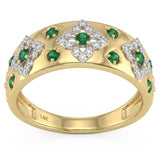 <span style="color:purple">SPECIAL!</span> .36ct G SI 14kt Yellow Gold Diamond & Emerald  Gemstone Band Ring Size 6.5