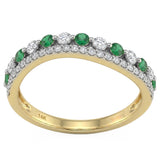 <span style="color:purple">SPECIAL!</span> .56ct G SI 14kt Yellow Gold Diamond & Emerald  Gemstone Band Ring Size 6.5