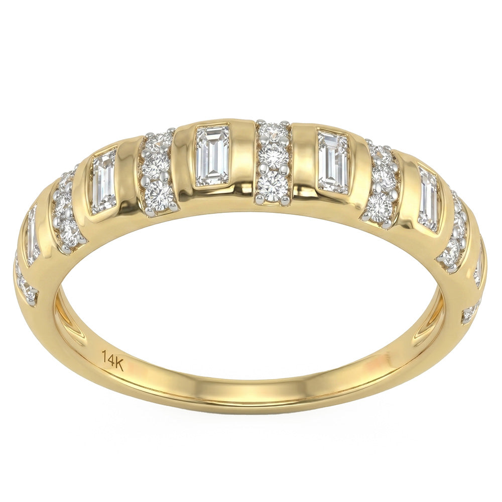 .24ct G SI 14kt Yellow Gold Diamond Modern Band Ring Size 6.5