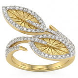 .42ct G SI 14kt Yellow Gold Diamond Leaf Wrap Ring Size 6.5