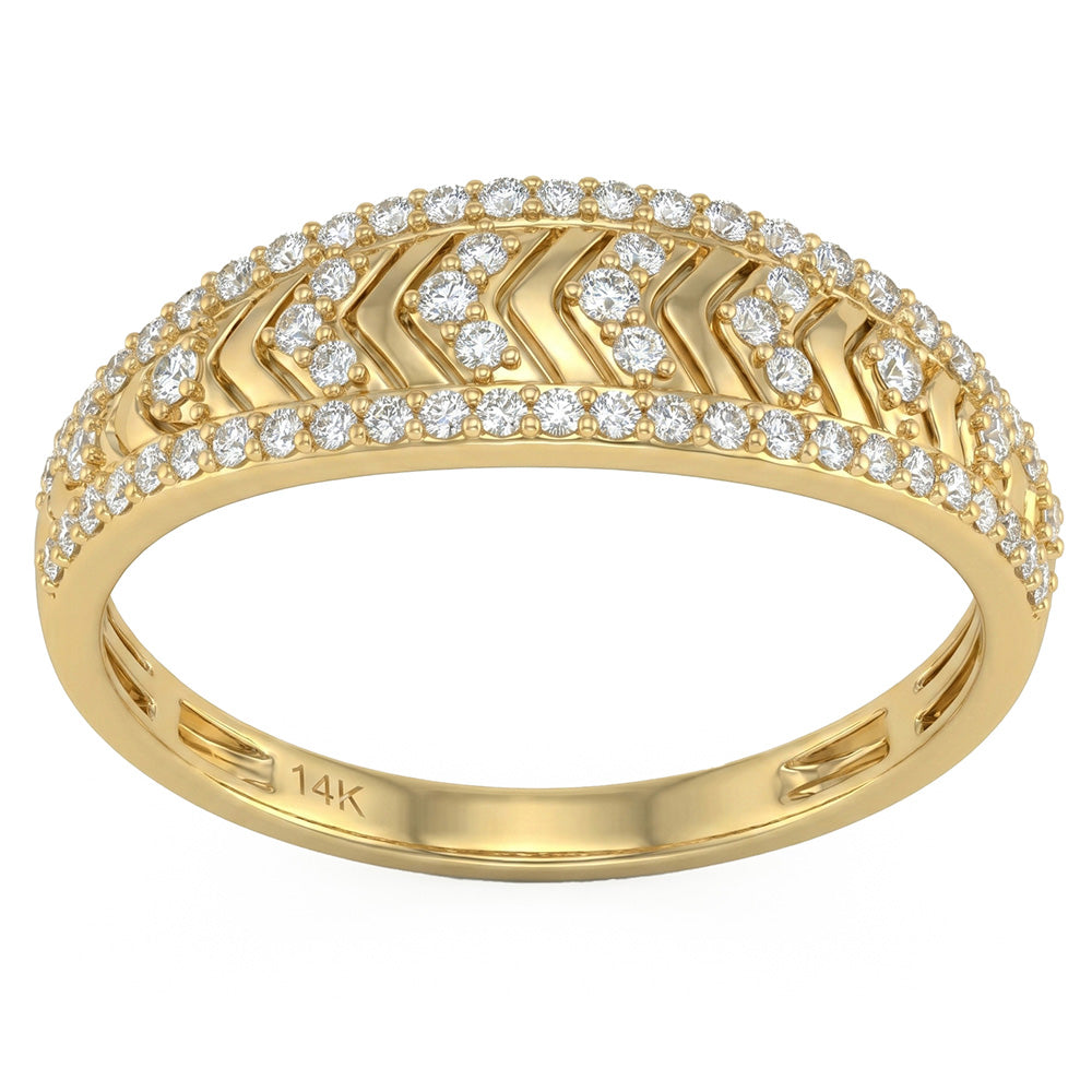 <span style="color:purple">SPECIAL!</span> .28ct G SI 14kt Yellow Gold Diamond Modern Band Ring Size 6.5