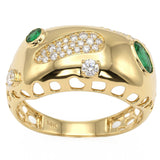 <span style="color:purple">SPECIAL!</span> .53ct G SI 14kt Yellow Gold Diamond & Emerald  Gemstone Band Ring Size 6.5