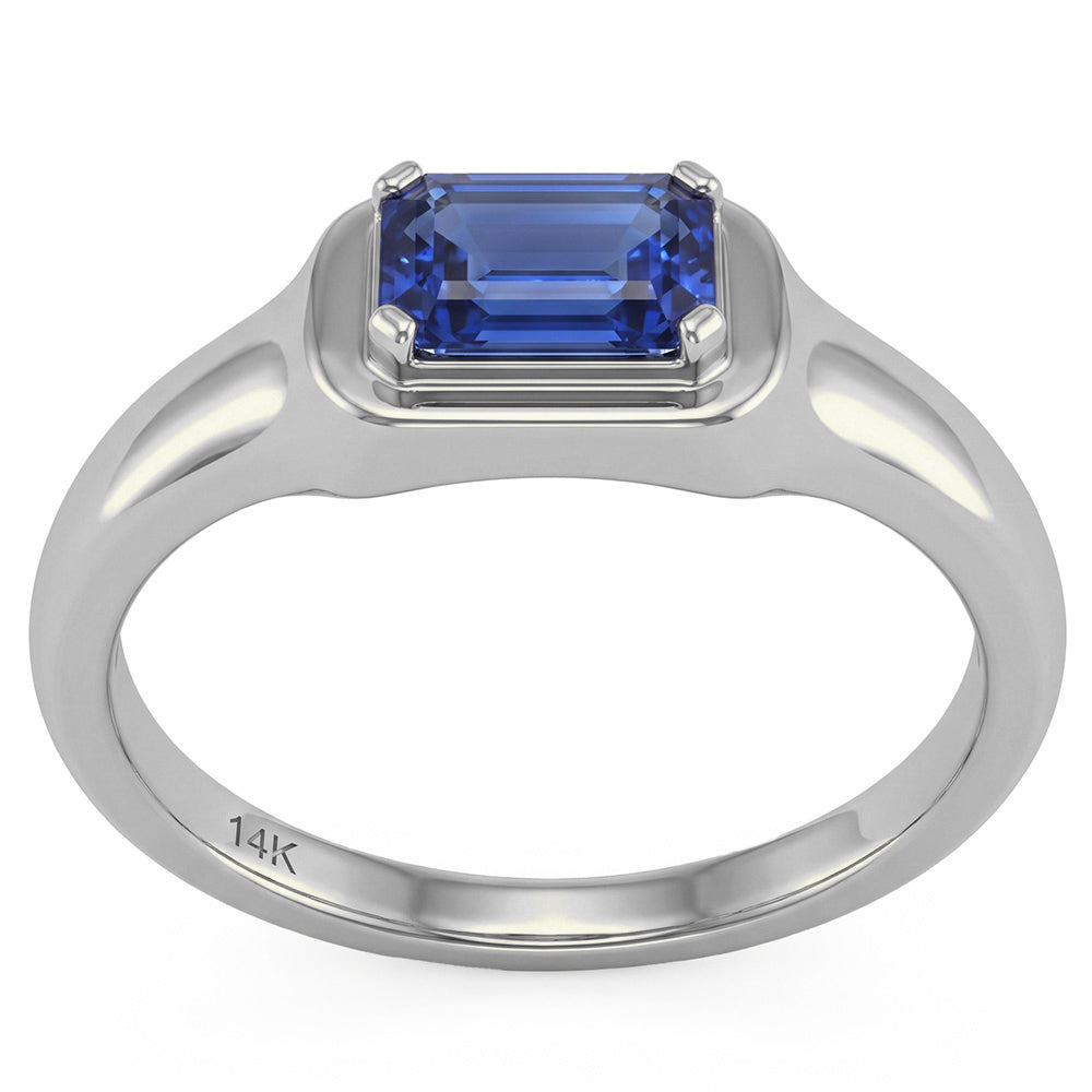 .73ct G SI 14kt White Gold Blue Sapphire Gemstone Band Ring Size 6.5