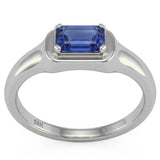 .73ct G SI 14kt White Gold Blue Sapphire Gemstone Band Ring Size 6.5