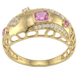 .49ct G SI 14kt Yellow Gold Diamond & Pink Sapphire Gemstone Band Ring Size 6.5