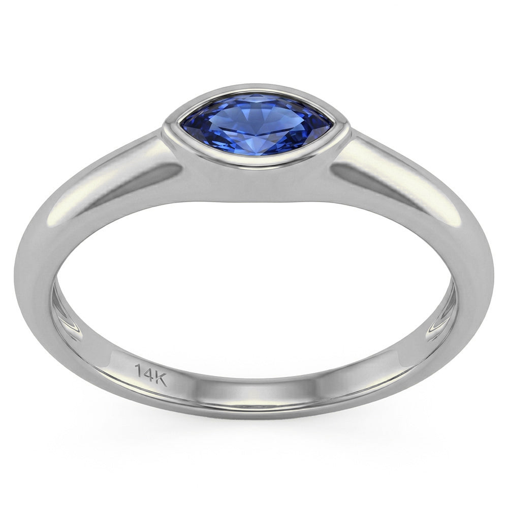 .25ct G SI 14kt White Gold Blue Sapphire Gemstone Band Ring Size 6.5