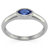 .25ct G SI 14kt White Gold Blue Sapphire Gemstone Band Ring Size 6.5