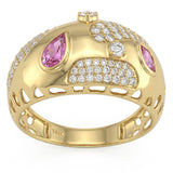 .83ct G SI 14kt Yellow Gold Diamond & Pink Sapphire Gemstone Band Ring Size 6.5