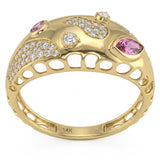 .54ct G SI 14kt Yellow Gold Diamond & Pink Sapphire Gemstone Band Ring Size 6.5