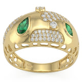 <span style="color:purple">SPECIAL!</span> .70ct G SI 14kt Yellow Gold Diamond & Emerald  Gemstone Band Ring Size 6.5
