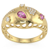 <span style="color:purple">SPECIAL!</span> .50ct G SI 14kt Yellow Gold Diamond & Pink Sapphire Gemstone Band Ring Size 6.5