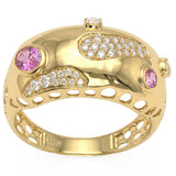 <span style="color:purple">SPECIAL!</span> .57ct G SI 14kt Yellow Gold Diamond & Pink Sapphire Gemstone Band Ring Size 6.5