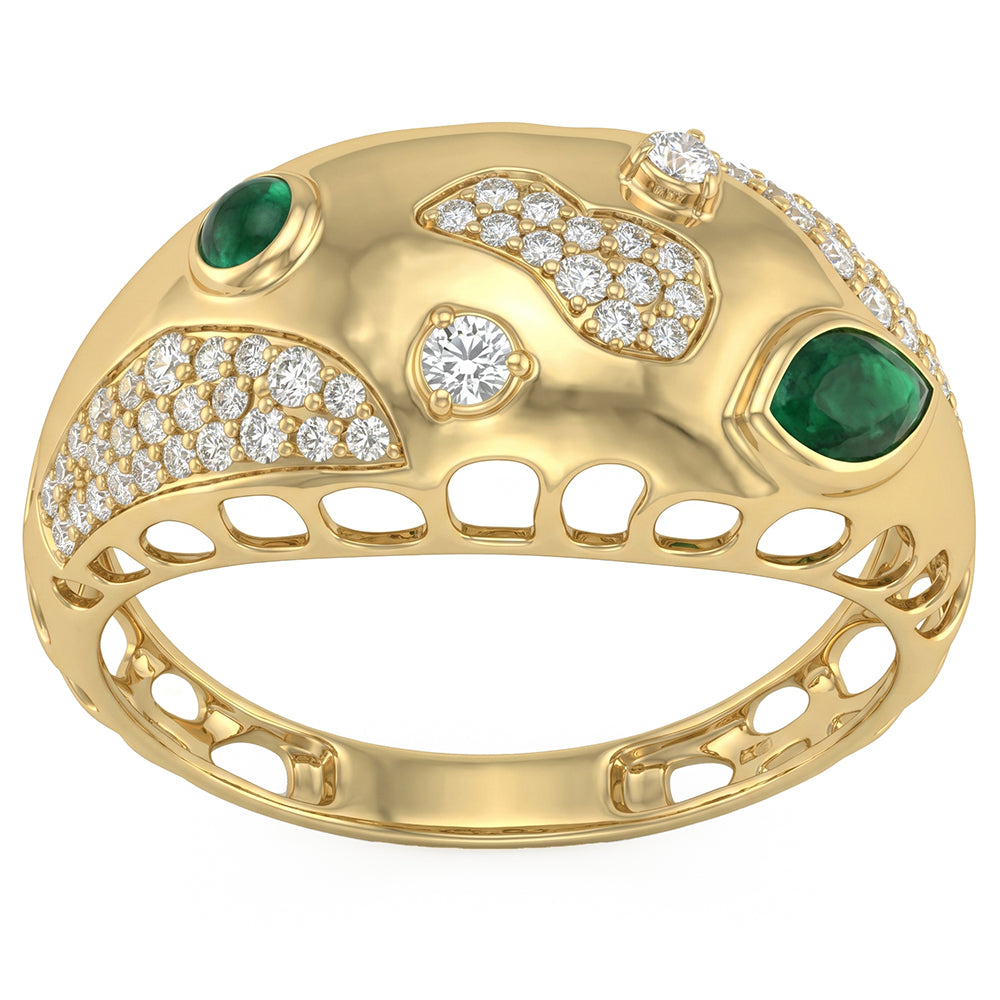 <span style="color:purple">SPECIAL!</span> .51ct G SI 14kt Yellow Gold Modern Emerald & Gemstone Ring Size 6.5