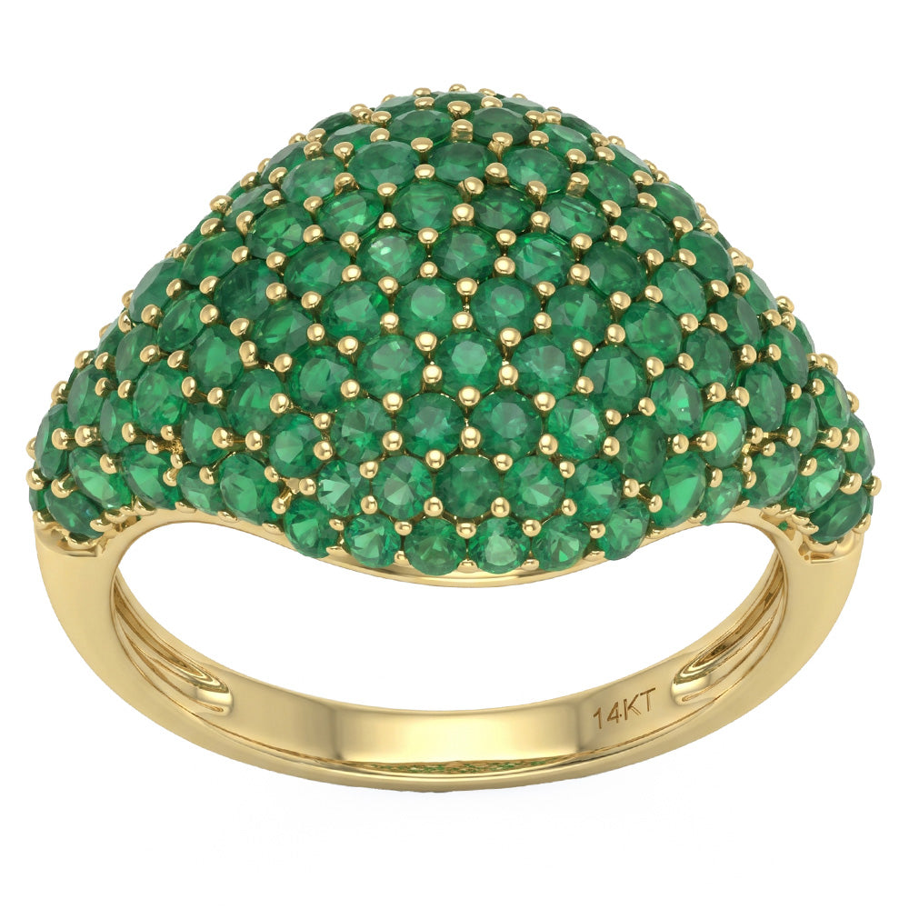 <span style="color:purple">SPECIAL!</span> 2.46ct G SI 14kt Yellow Gold Emerald Gemstone Pave Ring Size 6.5