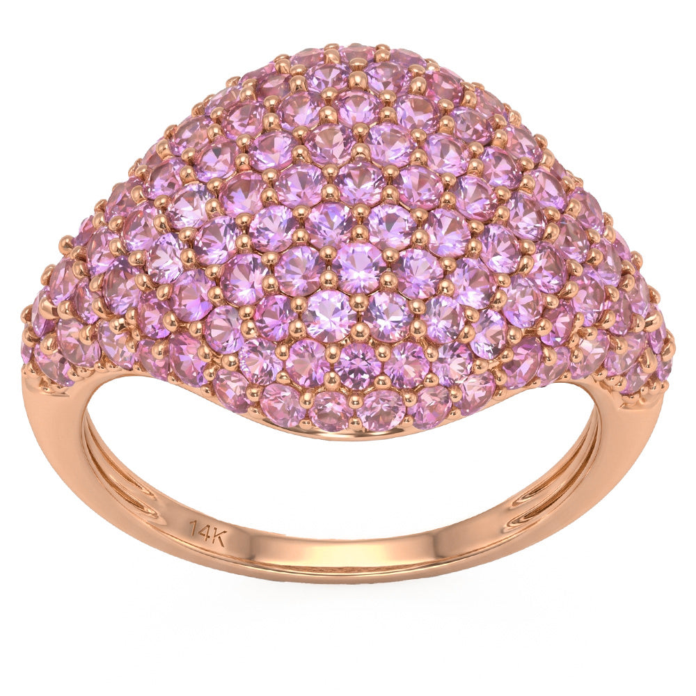 <span style="color:purple">SPECIAL!</span> 2.83ct G SI 14kt Rose Gold Pink Sapphire Gemstone Pave Ring Size 6.5
