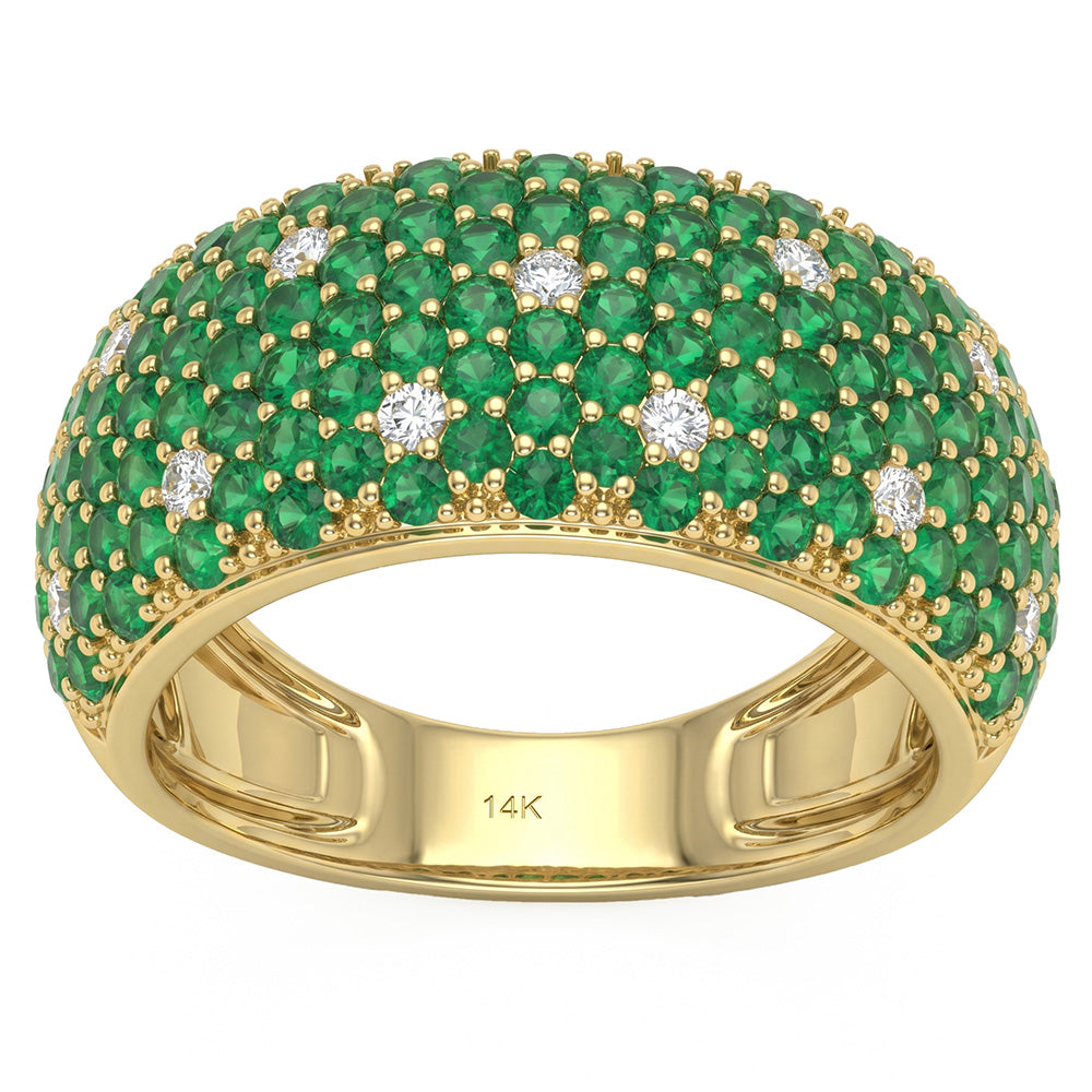 <span style="color:purple">SPECIAL!</span> 1.68ct G SI 14kt Yellow Gold Diamond & Emerald  Gemstone Pave Ring Size 6.5