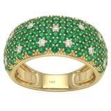 <span style="color:purple">SPECIAL!</span> 1.68ct G SI 14kt Yellow Gold Diamond & Emerald  Gemstone Pave Ring Size 6.5