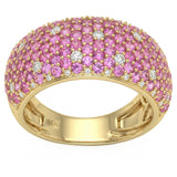<span style="color:purple">SPECIAL!</span> 2.45ct G SI 14kt Yellow Gold Diamond & Pink Sapphire Gemstone Pave Ring Size 6.5