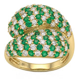 <span style="color:purple">SPECIAL!</span> 2.62ct G SI 14kt Yellow Gold Diamond & Emerald  Gemstone Pave Ring Size 6.5