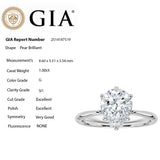 <span style="color:purple">SPECIAL!</span> 1.00ct G-SI1 GIA CERTIFIED 14K White Gold Pear Shape Diamond Solitaire Ladies Ring 6.5