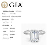 <span style="color:purple">SPECIAL!</span> 1.00ct H-SI1 GIA CERTIFIED 14K White Gold Emerald Cut Diamond Solitaire Engagement Ring Size 6