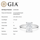 <span style="color:purple">¡ESPECIAL!</span> Anillo solitario de oro blanco de 14K con diamante talla radiante de 1,01 ct I-SI1 CERTIFICADO por GIA, tamaño de banda 7